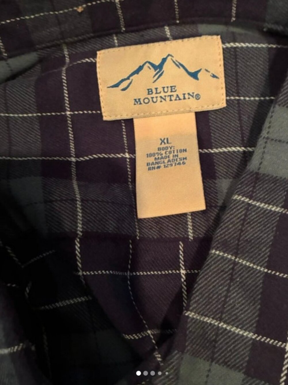 Blue Mountain Women's Long Sleeve Plaid Flannel Shirt Blue XL (NEW)